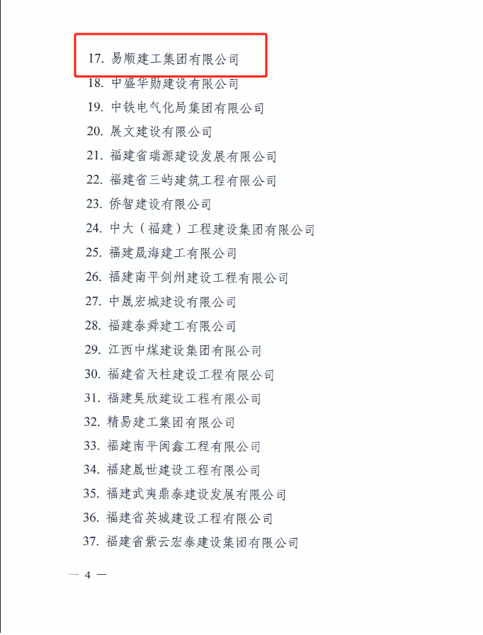 易順建工集團有限公司被南平市人民政府通報表揚！